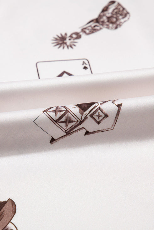 Western Desert Satin Long Skirt with Western Print